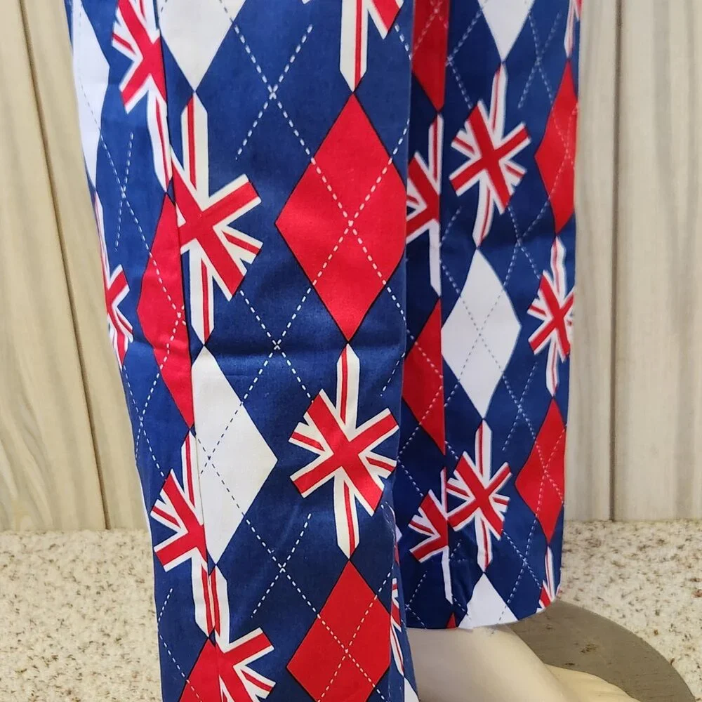 British flag golf pants 36 men Royal Awesome cotton - Picture 5 of 9